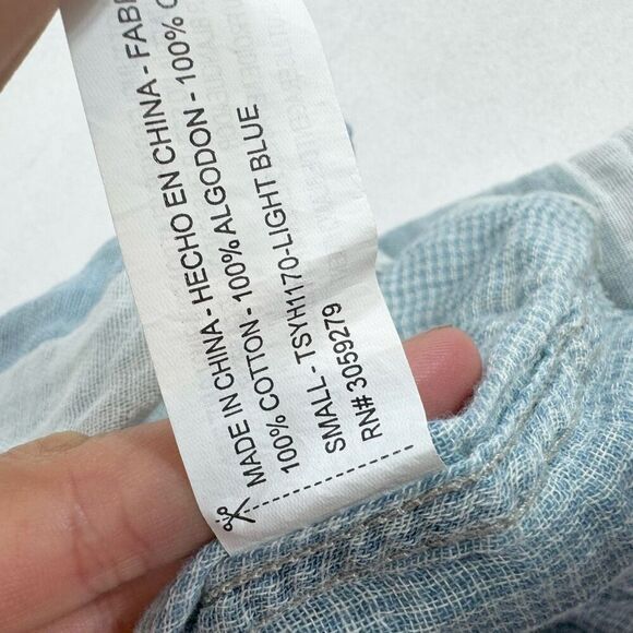 Thread & Supply Top Womens Small Blue Long Sleeve Button Down Gauzy Country - Picture 4 of 8